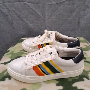 Tory Sport Burch Women’s Classic Ruffle Leather striped Shoes Size 9M